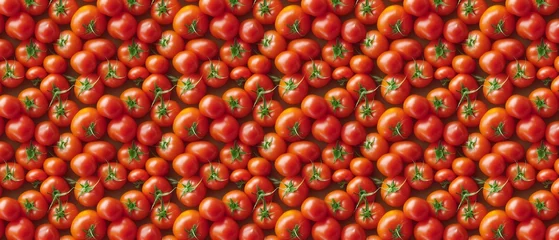 Fotobehang Fresh organic tomato background  wallpaper pile of tomatoes texture pattern. Generative AI Illustration © Generative Professor