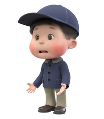 3d illustration Funny Little boy in a cap