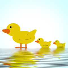 drei Cartoon Enten im Wasser