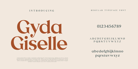 Elegant and modern serif alphabet font uppercase and number fonts victorian typeface 