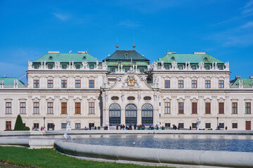 Fototapeta na wymiar Upper Belvedere palace, historic building complex in Vienna, Austria, central view