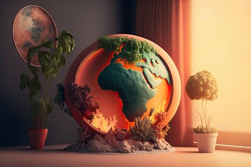 Sustainability in the face of global warming still life earth model