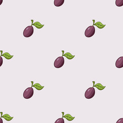 Seamless vector pattern with plums