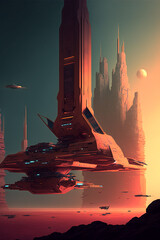 Starship moving business tower