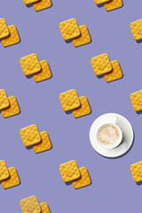 Still life with crackers and cup of coffee