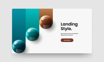 Trendy flyer design vector illustration. Modern 3D balls horizontal cover concept.