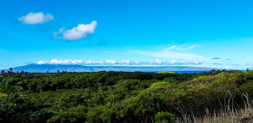 Fototapeta na wymiar Molokai Ocean View Hawaii landscape with clouds and sky