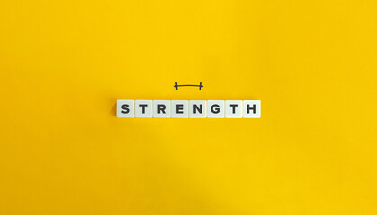 Strength Word and Banner. Letter Tiles on Yellow Background. Minimal Aesthetics.