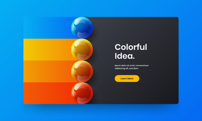 Amazing web banner design vector template. Bright 3D balls site concept.