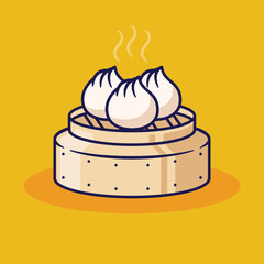 cute cartoon dim sum illustration
