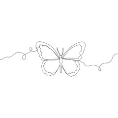 One line flying butterfly design silhouette. Hand drawn minimalism style vector illustration