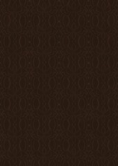 Hand-drawn unique abstract symmetrical seamless ornament. Light semi transparent brown on a dark brown background. Paper texture. Digital artwork, A4. (pattern: p08-1f)