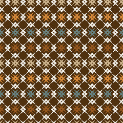Vector Boho Seamless pattern. Grid Geometric Pattern. Abstract Squares Background. Ethnic Decorative Ornament. Earth tone colors