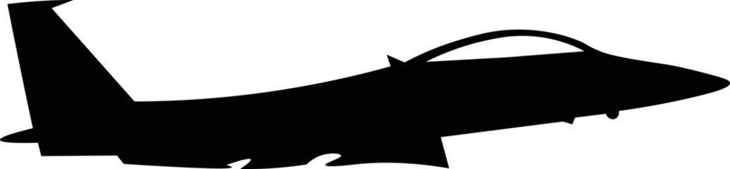 Black and White Cartoon Illustration Vector of a Military Fighter Jet