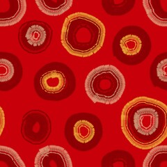 trendy seamless pattern for fabric, stationery or wallpaper in red and burgundy shades abstract circles
