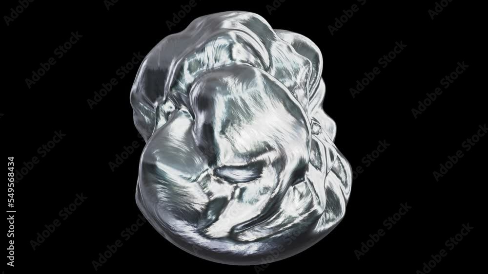 Poster realistic looping abstract 3d animation of the morphing liquid aluminum sphere rendered in uhd with 