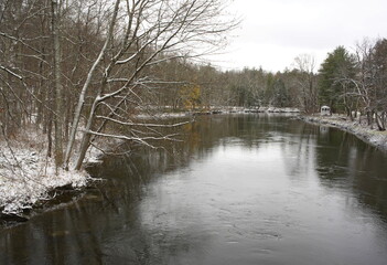 Obraz na płótnie Canvas Housatonic River in winter, Glendale, Massachusetts