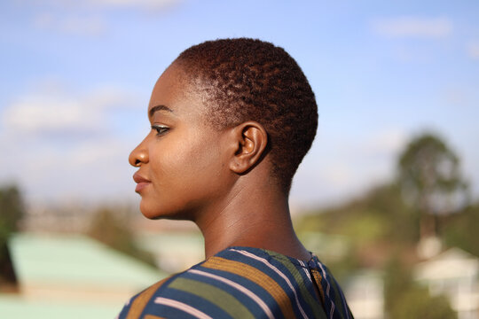 Side profile of a Black Woman