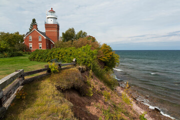 Fototapeta na wymiar Big Bay Point Lighthouse Along Lake Superior
