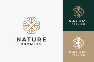 elegant natural flower logo premium