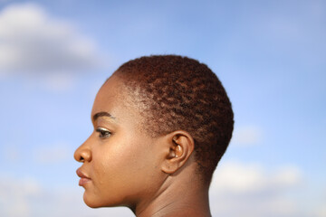 Side profile of a Black woman