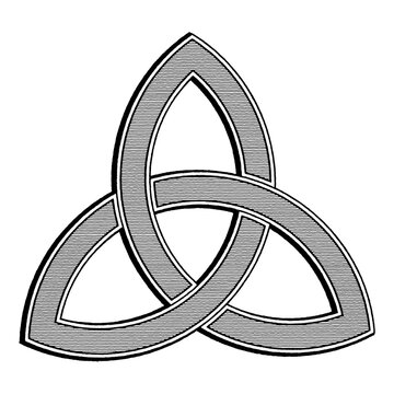 The Triquetra (Trinity Knot) illustrated in a vintage woodcut style.  Celtic Trinity Knot.