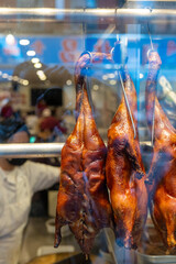 Peking Duck hanging at a Chinese Restaurant