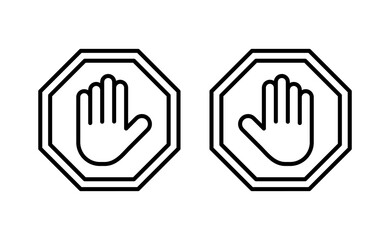 Stop icon vector for web and mobile app. stop road sign. hand stop sign and symbol. Do not enter stop red sign with hand