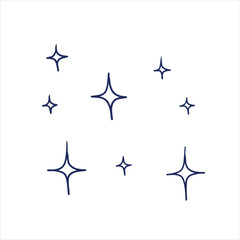 Hand Drawn Doodle star. Black and White Sparkling effect