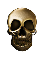 3d illustration, gold skull seamless background