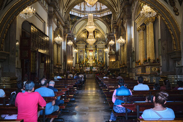 interior of the colonial church of the holy sepulcher in mexico