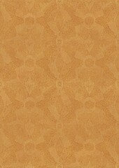 Hand-drawn unique abstract symmetrical seamless gold ornament on a yellow background. Paper texture. Digital artwork, A4. (pattern: p05e)