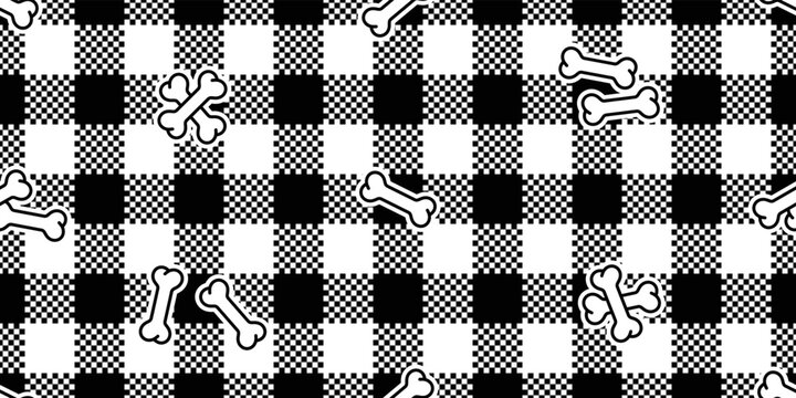 dog bone seamless pattern checked race flag tartan plaid paw footprint french bulldog vector puppy pet breed cartoon doodle repeat wallpaper tile background illustration design isolated