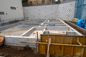 Ground concrete work with water pipe arrangement