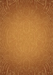 Hand-drawn unique abstract ornament. Light yellow on a darker yellow background, with vignette of same pattern in golden glitter on a darker background color. Paper texture. A4. (pattern: p08-2d)