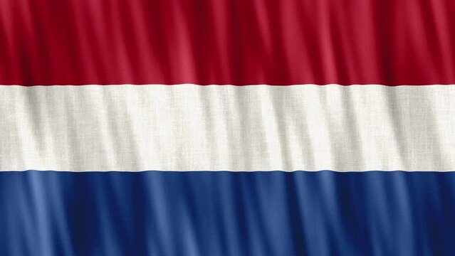 Netherlands National Flag. Seamless loop animation closeup waving. High quality 4k uhd, 60 fps footage