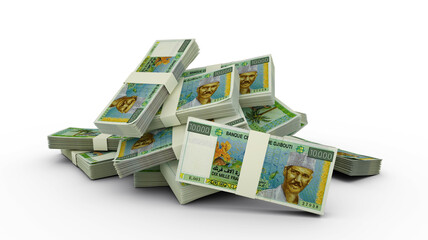 3D Stack of Djiboutian franc notes