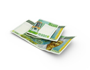 3D rendering of Double Djiboutian franc notes isolated on white background