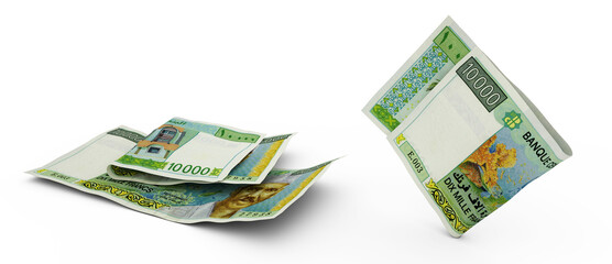 Set of Djiboutian franc note isolated on white background. 3d rendering
