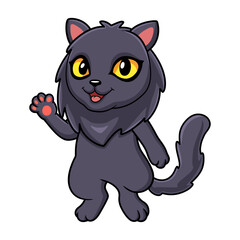Cute highland fold cat cartoon waving hand