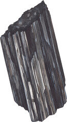 Transparent Background black tourmaline Illustration Png. Transparent Clipart Image of watercolor black crystal ready-to-use for site, article, print. Root chakra stone, healing crystal