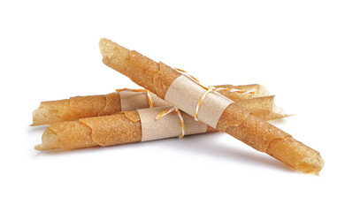 Tasty apple pastilles isolated on white background