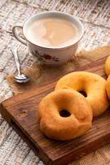 Pandequeso, Colombian traditional food - Coffee with milk, hot drink
