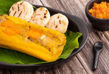 Delicious steamed tamal - Traditional Colombian food
