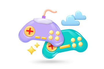 Joystick gamepad, game console or game controller. Computer gaming. 3d vector icon. Cartoon minimal style. © Natalia