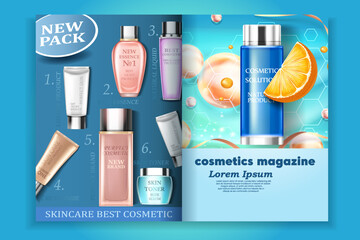 Ad banner for natural beauty products, 3d illustration