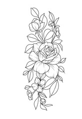 hand drawn sketch of flowers tattoo