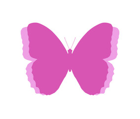 Pink butterfly flying through the forest after emerging from the cocoon.