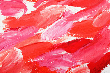 Beautiful strokes of bright oil paints on white canvas as background, closeup