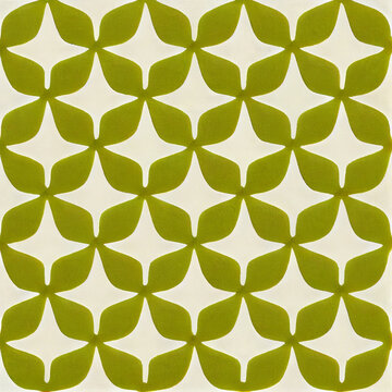 Midcentury modern style print, retro shades of green, abstract patterns for wallpaper, fabric, textiles, 1960s 1970s Scandinavian Swedish style (generative AI, AI)